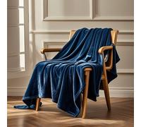 STGAO Plaid Polaire 160 x 180 cm Douce et Respirante Jete de Lit Personnalisation du Support pour Chambre Sofa Lit Fauteuil, Bleu Foncé