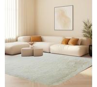 STGAO Tapis Moderne à Poils Longs 110 x 110 cm Antidérapant Tapis de Sol Grand Facile à Maintenir pour Chambre à Coucher, Salon, Décoration D'Intérieur, Blanc