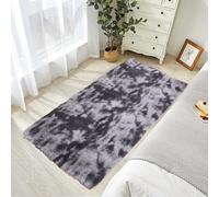 STGAO Tapis Moderne à Poils Longs 70 x 210 cm Antidérapant et Lavable Carpette Décoratif Rectangulaire pour Décor à La Maison de La Chambre à Coucher, Gris Foncé
