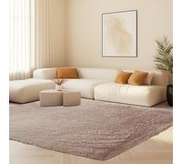 STGAO Tapis Pelucheux à Poils Longs 200 x 220 cm Tailles Différentes Tapis Antidérapants D’Intérieur Facile à Maintenir pour Salon, Chambre à Coucher, Bureau, Couloir, Beige