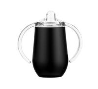 Stgbcst Biberon d'apprentissage en acier inoxydable de 300 ml avec poignée - Gobelet d'apprentissage personnalisé à double couche - Anti-fuite et anti-fuite - Avec bec de canard (noir)