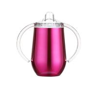 Stgbcst Biberon d'apprentissage en acier inoxydable de 300 ml avec poignée - Gobelet d'apprentissage personnalisé à double couche - Anti-fuite et anti-fuite - Avec bec de canard (magenta)