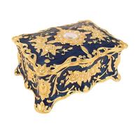 Stgbcst Boîte à bijoux carrée avec couvercle Boîte à bijoux dorée Boîte à bijoux ancienne Boîte à bijoux rétro Décoration pour salon, chambre à coucher, salle de bain (Bleu)