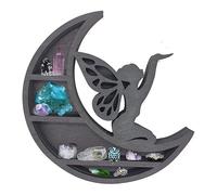 Stgbcst Étagère décorative lune - Magnifique décoration en bois fées et lune comme étagère murale - 30 x 30 x 3 cm - Étagère décorative féerique en bois pour la décoration mystique d'une pièce - 500 g