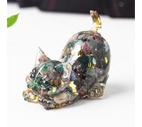 Stgbcst Figurine exclusive en cristal sculptée à la main - 4,5x4,2x3cm, décoration en pierre précieuse en forme de chat pour la maison, pièce de collection en tant que statue élégante en cristal de