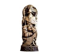 Stgbcst Odin Statue marteau de Thor sculptée en bois synthétique Ornements en résine Artisanat Mythologie Ornements de décoration Viking Statue de Thor Dieu Esprit (statue de chapeau Odin)