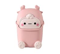 Stgbcst Poubelle de bureau, avec couvercle à charnière, petite poubelle de bureau, en plastique PP solide, pour bureau, chambre à coucher et appartement, poubelle décorative (rose)