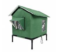 Stgfyxgs Abris pour Chat d'Extérieur Élevé Abri Chat Maison Chat Refuge Chat avec Bords Réfléchissants Autour des Ouvertures et Visibilité Nocturne et, Vert Armée, L