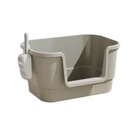 Stgfyxgs Bac à Litière pour Animaux de Compagnie en Forme de U, Ouvert sur Le Dessus, avec Une Face Avant Abaissée et des Poignées ; Convient à Tous Les Types, Gris