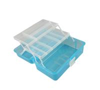 Stgfyxgs Boîte de Rangement Pliable à Trois Niveaux pour Maquettes - Coffret à Outils Multifonctionnel et Léger pour Accessoires de Modélisme, Bleu Clair Transparent