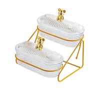 Stgfyxgs Corbeille à Fruits Plateau Présentoir Deux Étages Support Collations Rangement Multifonction Matériau Léger Amovible Convient pour Cuisine Fête Salon, Faire Clair