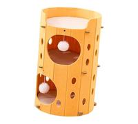 Stgfyxgs Maison d'escalade pour Chat, Tunnel Fermé, Activité, Lit pour Chaton Résistant Aux Rayures, Griffoir D'intérieur pour Chats de Tous âges, 2 Couches Jaunes