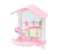 Stgfyxgs Miroir à Oiseaux, Jouet Interactif Décoratif pour Perroquets, Jouet à Mâcher avec Perchoir pour Inséparables, Pinsons, Gris du, Canaris, Conures, Rose