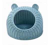 Stgfyxgs Panier Dôme en Osier pour Chat Texture Construction sans Assemblage Offrant Un Refuge Sécurisé pour Chats Chatons dans Un Intérieur Cosy, Bleu Ciel, S