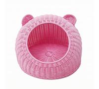 Stgfyxgs Panier Dôme en Osier pour Chat Texture Construction sans Assemblage Offrant Un Refuge Sécurisé pour Chats Chatons dans Un Intérieur Cosy, Rose, L