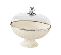 Stgfyxgs Pedestal Fruit Bowl avec Base Amovible Couvercle Transparent et Panier à Fruits Support pour Snacks Design Drainant Plateau Rond pour Fruits Adapté Po, Crème