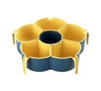 Stgfyxgs Plateau de Service Divisé 6 Compartiments Rotatifs et Séparés Conçu pour Servir Légumes Fruits Sucreries Apéritifs Muni D'Un Plateau Égouttoir Adapté, Bleu profond