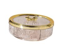 Stgfyxgs Plateau Divisé Plateau de Service à à 6 Compartiments Plateau Tournant avec Couvercles Conception Transparent Pp Adapté pour Table Basse Salo, Arc Doré