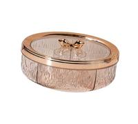 Stgfyxgs Plateau Divisé Plateau de Service à à 6 Compartiments Plateau Tournant avec Couvercles Conception Transparent Pp Adapté pour Table Basse Salo, Nœud Rose Doré