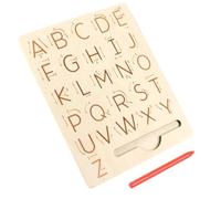 Stgfyxgs Tableau d'Apprentissage Enfants Plateau Lettres Alphabet Écriture Tablette Éducative Outil de Traçage Stylet Bois Double Face pour Coordination et