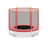 Stgfyxgs Trampoline pour Enfants Trampoline avec Filet Système de Fermeture Zippée Châssis Rond en Acier Bords Rembourrés Tapis PP Panier et Balles Activité, Rouge