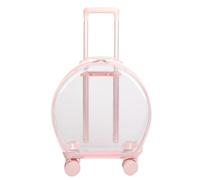 Stgfyxgs Transporteur pour Animaux Transparent à roulettes Valise Chariot Cage Mobile Boîte de Coque Claire Robuste avec Plancher Plat pour S’asseoir et Se, Rose Tendre