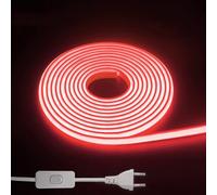 STHomedeco Ruban LED COB 220V, IP65 Etanche Flexible néon LED Strip, Bande Lumineuse LED pour Cuisine Chambre Bureau Jardin Éclairage Ambiance Gaming Décoration (Rouge, bande led 220v 4m)