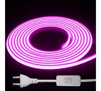 STHomedeco Ruban LED Exterieur 220V - Flex Découpable IP65 Étanche Bande LED Pour DIY Chambre, Cuisine, Exterieur Maison Décoration (Rose, 3M)