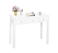 STHOUYN Home Office Small Writing Desk with Drawers Bedroom, Study Table for Adults/Student, Vanity Makeup Dressing Table Save Space Gifts White (White)