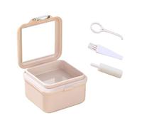 STHOYN Accueil Multifonctionnel Boite Appareil Dentaire De Bain Lavage Fausses Boite A Dentier Portable De Grande Capacité À L'épreuve De Boite Gouttiere Dentaire(Apricot)