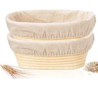 Sthrucrack Lot de 2 paniers à pain Banneton ovales de 25 cm avec doublure en tissu de lin pour la fabrication de pain artisanale pour boulangers professionnels et amateurs