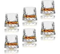 Sthrucrack Lot de 2 verres à whisky rotatifs de décompression - Lot de 2 verres style bar pour rhum bourbon Scotch (lot de 6, texture marteau, 300 ml)