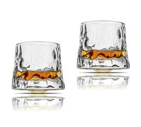 Sthrucrack Lot de 2 verres à whisky rotatifs de décompression - Style bar à l'ancienne pour rhum bourbon Scotch (texture martelée, 180 ml), AG1306