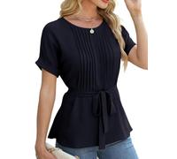 Sthxyfaith Hauts d'affaires décontractés pour femmes, chemise habillée, haut péplum, travail, chemisier plissé pour femme, vêtements d'affaires, Noir , M