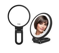 Stianiiie 1X 15X Miroir de Poche avec poignée pour Le Voyage, Miroir grossissant, poignée réglable en Rotation, Pliage Double Face, Miroir pour Femme, Maquillage Table de Voyage Bureau Rasage