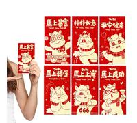 Stibtmr Enveloppes Rouges de l Année du Cheval 2026, 6 Pièces Paquets D'Argent Pour La Fête Du Printemps, Enveloppes Chinoises 2026, Pour Famille Amis Proches Grands Parents Parents