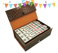 Stibtmr Jeu De Mahjong Set - Mini Version Chinoise Interactive Et Ludique | Set Mahjong De Voyage Jeux Interactifs - pour Intérieur, Extérieur, Maison, Appartement, Voyage, Camping, Fête, Famille Et