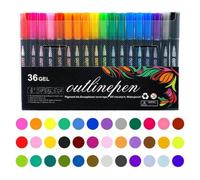 Stibtmr Lot de 36 stylos à paillettes de couleur métallique C - Marqueurs à paillettes - Marqueurs doubles lignes - Marqueurs pour enfants - Pour travaux manuels, fabrication de cartes, affiches