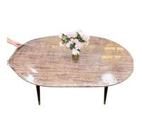 Stibzeup Couppe d'ovale ajusté avec Protecteur de Table à Transport épanoui à l'huile élastique et étanche, Nappe en Plastique Facile Nettoyer pour Table Ovale de 48x68 Pouces