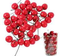Stibzeup Fake Cerises, 40pcs 1,4 Pouce Mousse Fausse Cerise, décorations de Cerises Rouges à Vie, Faux modèle de Fruits pour la Maison de Cuisine de la Cuisine de la Cuisine