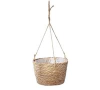 Stibzeup Paniers Suspendus, Pots de Plante en Osier tissé de 7, 9 Pouces à Paille à l'intérieur avec Une Doublure étanche, Panier jardinière Suspendu décoratif avec Corde Longue