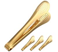 Stibzeup Pinces de Service 4pcs Toile en Acier en Acier Inoxydable doré résistant à la Chaleur avec Trous pour sald, Pain, Buffet, Portion de Cuisson, Inoxydable, Salade, Pain, Buffet
