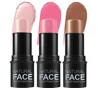 Stick Contour Stick 3pcs Ensemble, 3 couleurs, étanche à fard à joues de longue durée, finition naturelle, maquillage de surligneur polyvalent pour les joues, les lèvres, la peau, le kit de contour |