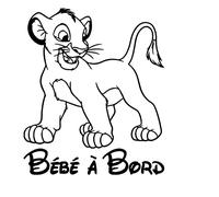 stick créa - Sticker Autocollant Bébé à Bord - Le Roi Lion (Blanc)