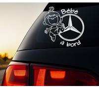 Stick Créa - Stickers autocollant Bébé à Bord compatible pour Mercedes (Blanc)