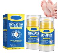Stick crème à l'urée 60% + 2% acide salicylique, stick exfoliant et hydratant pour pieds, mains, genoux et coudes secs et crevassés, éliminateur de callosités, baume nourrissant rapide (2pcs)