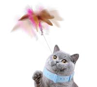 Stick de Chat drôle - Jouet interactif rétractable en Plumes avec attachement de col | Teaser et Catcher pour Chatons et Chats, bâton de Jeu léger pour l'exercice, Le Lien et Le Plaisir pour