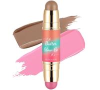Stick double embout blush et contour, stick de maquillage multifonction 2 en 1, texture lisse pour une application facile, disponible en brun clair, brun foncé, rose, pêche et plus encore