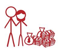 Stick Figure Couple avec de l'argent 6,8 x 5,5 autocollant en vinyle sans enfants drle de famille homme femme