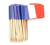 Stick Hold Stick Drapeaux France Cure-dents Sticks Drapeau Mini Stick-Français Stick Drapeaux Cupcake Toppers Choisir des drapeaux de nourriture Décoration 100pcs